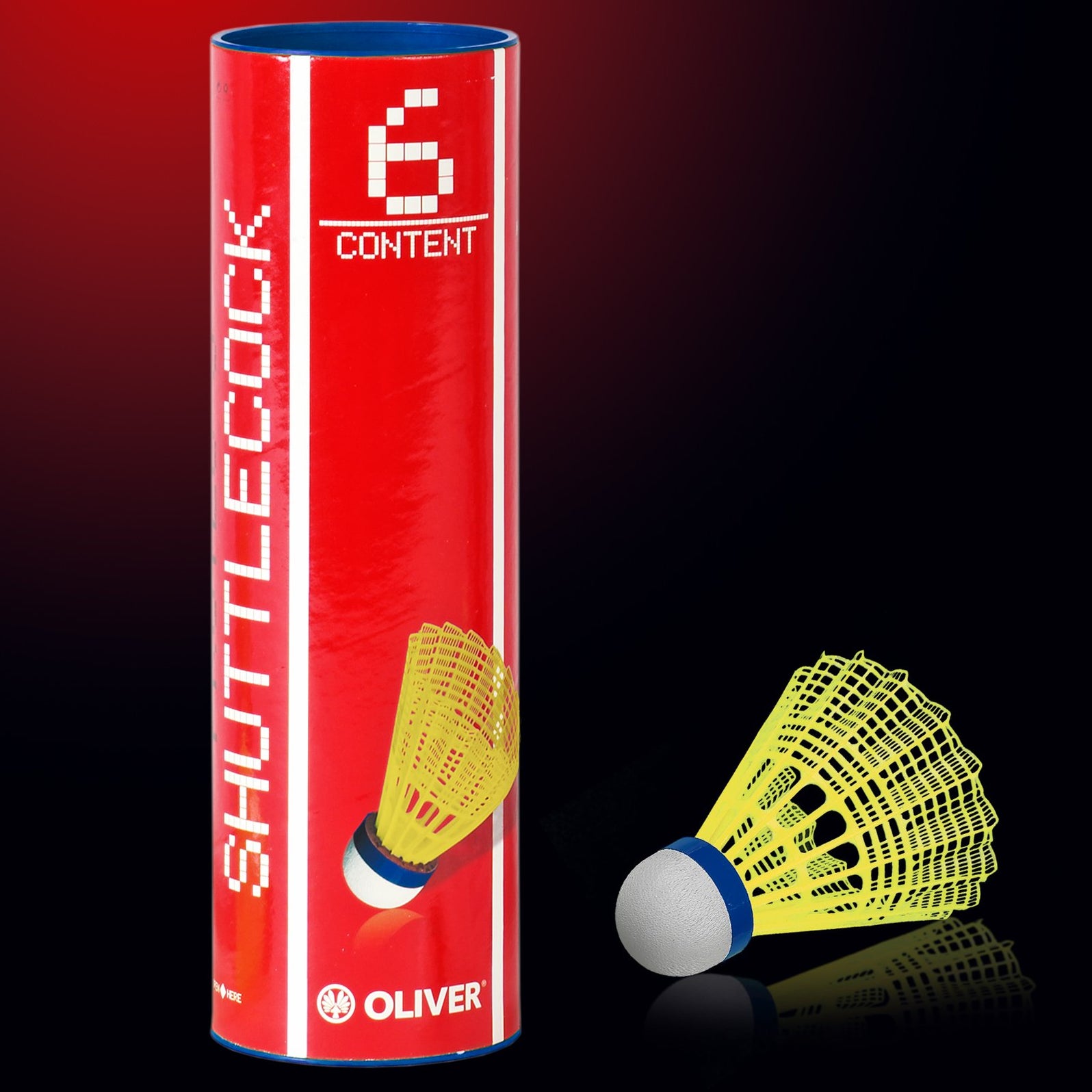 oliver-pro-tec-5-badmintonb-lle-6er-rolle-nylon-gelb-blau-mittlere-geschwindigke image 1
