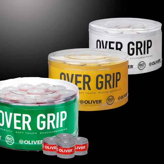 oliver-over-grip-box-60-st-ck-badminton-und-squash-griffb-nder-grau-gelb-wei image 1