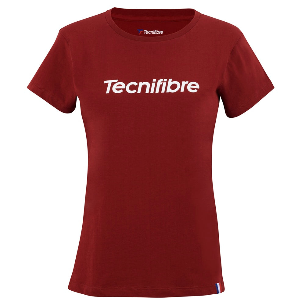 tecnifibre-team-cotton-tee-cardinal-damen-t-shirt-mit-trikolore-band image 2