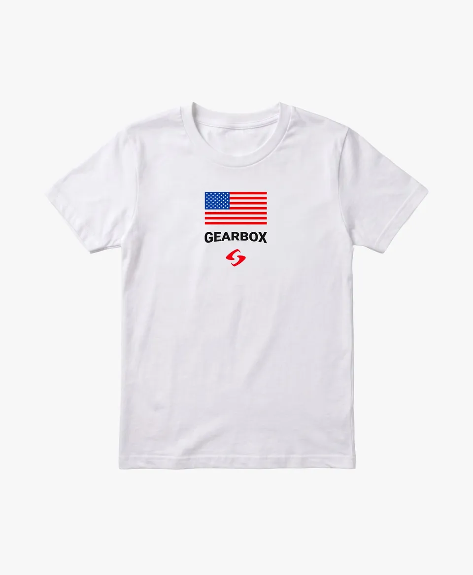 gearbox-america-mens-cotton-tee-white-herren-t-shirt image 1