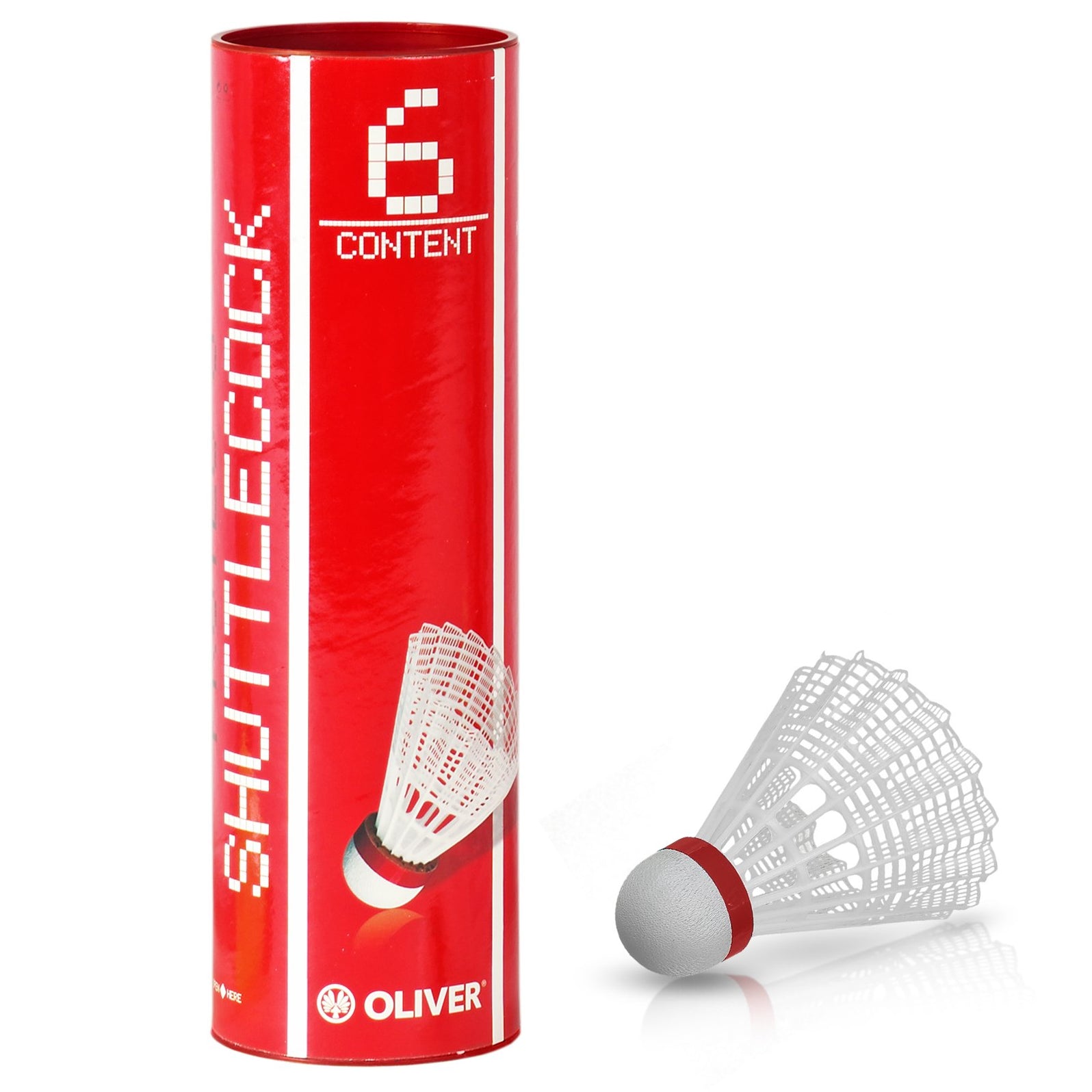 oliver-nylon-badmintonb-lle-6er-roll-wei-rot-schnelle-geschwindigkeit image 2
