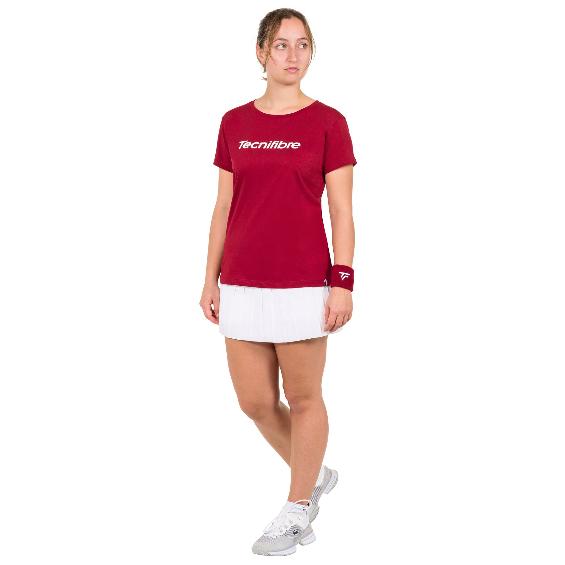 tecnifibre-team-cotton-tee-cardinal-damen-t-shirt-mit-trikolore-band image 1