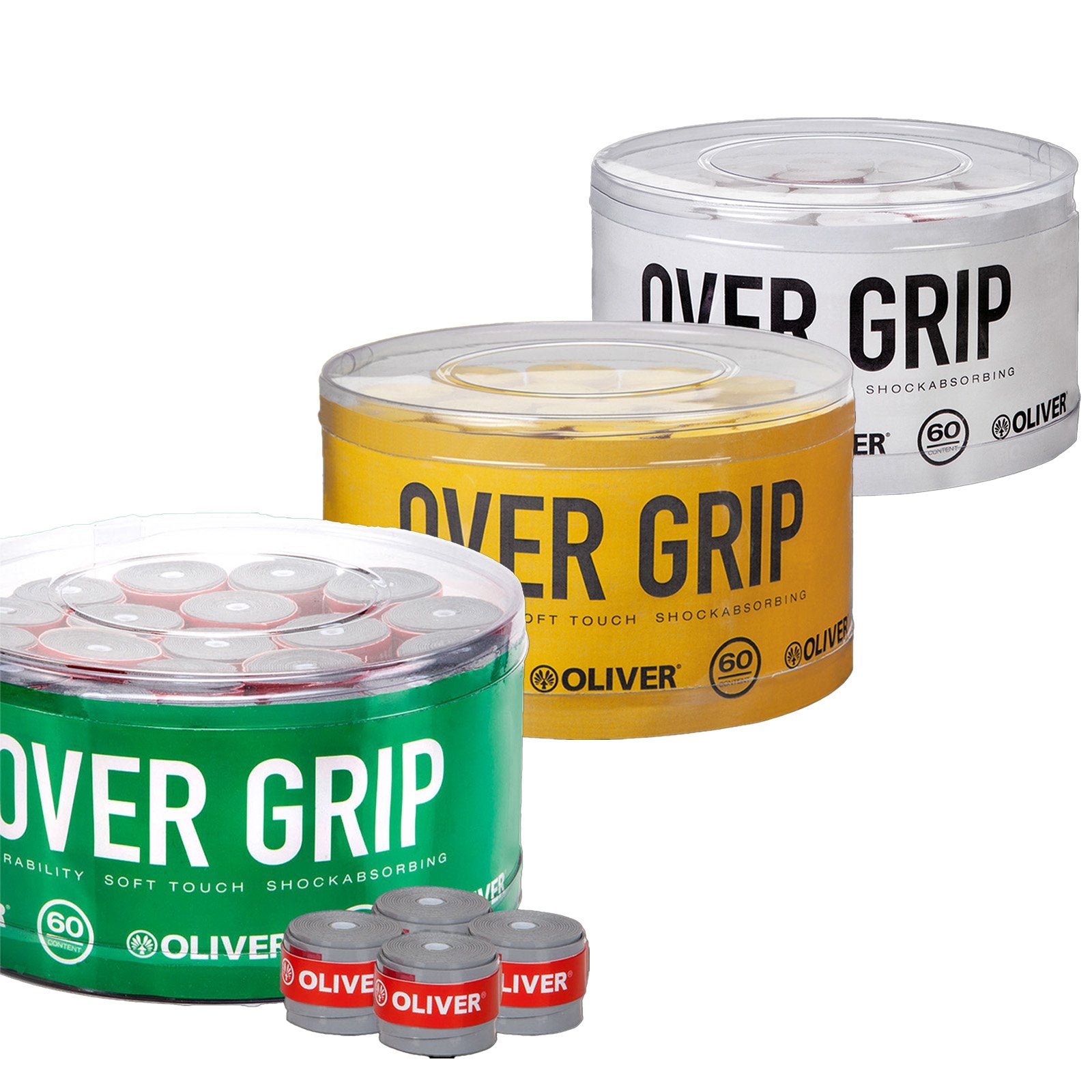 oliver-over-grip-box-60-st-ck-badminton-und-squash-griffb-nder-grau-gelb-wei image 2