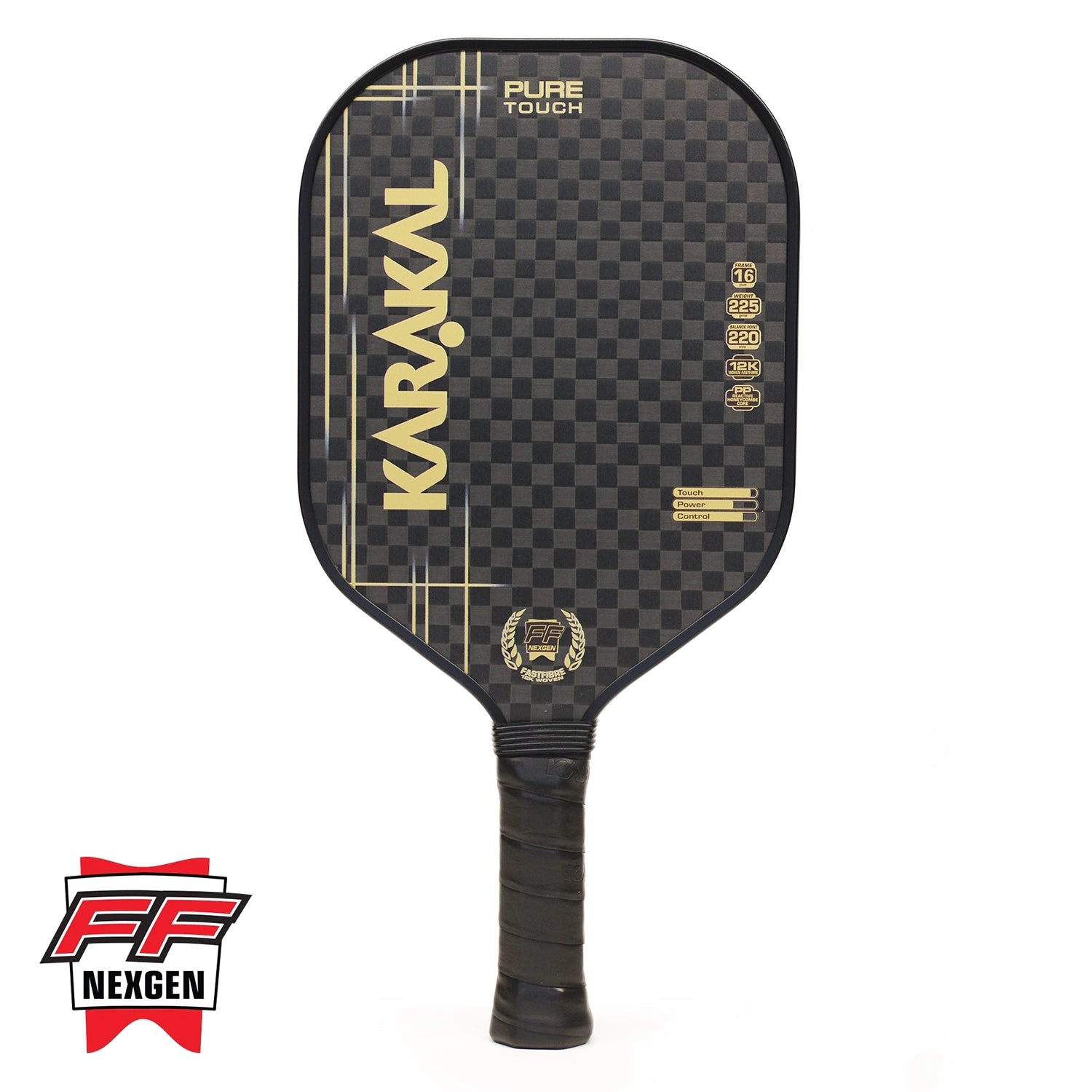 karakal-pure-touch-gold-pickleball-paddle-fast-fibre-paddle-mit-cover-f-r-pr-zis image 1