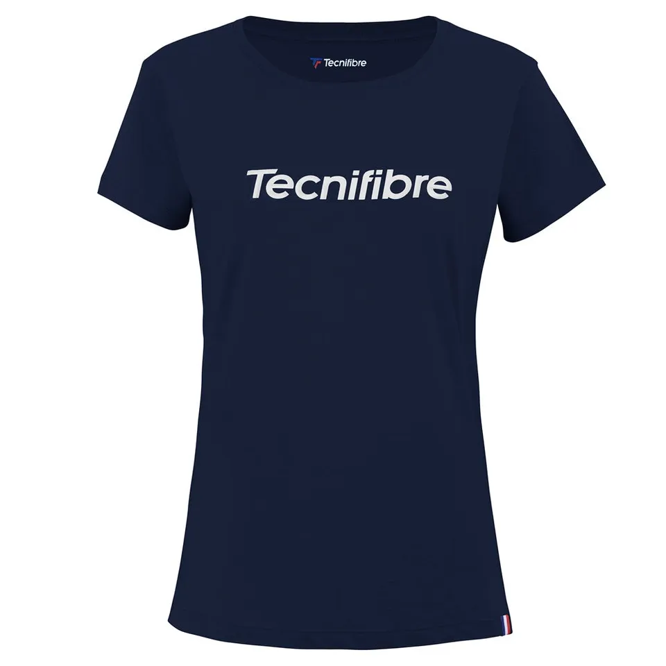 tecnifibre-team-cotton-tee-marine-m-dchen-baumwoll-t-shirt-mit-tricolore-band image 1
