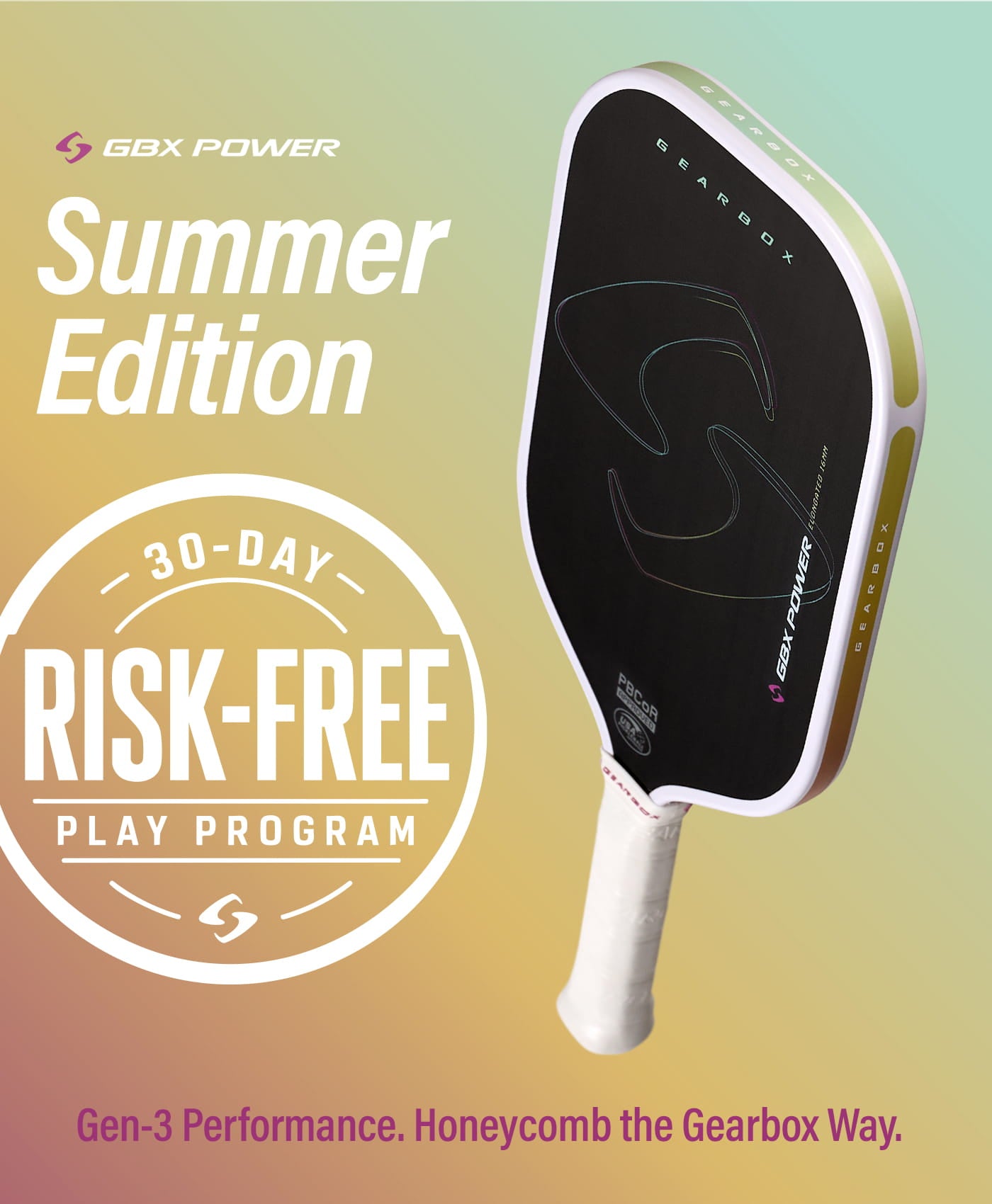 gearbox-gbx-power-hybrid-summer-edition-gen-3-honeycomb-pickleball-paddle image 3